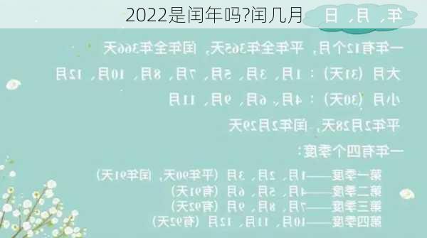 2022是闰年吗?闰几月