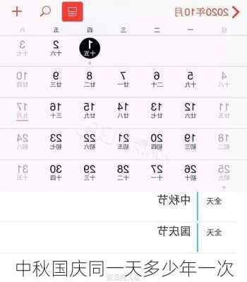 中秋国庆同一天多少年一次