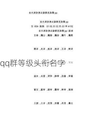 qq群等级头衔名字