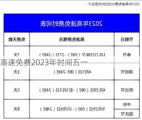 高速免费2023年时间五一