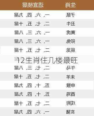 12生肖住几楼最旺