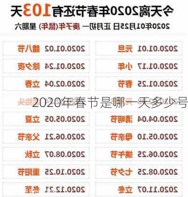 2020年春节是哪一天多少号