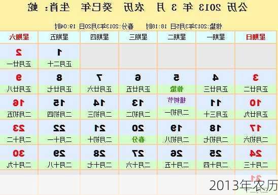 2013年农历-第3张图片-滋味星座网