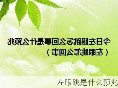 左眼跳是什么预兆-第3张图片-滋味星座网