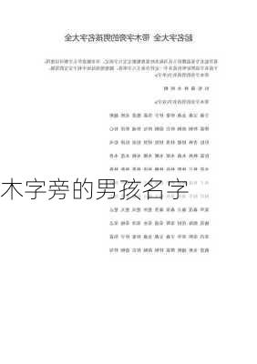 木字旁的男孩名字-第2张图片-滋味星座网