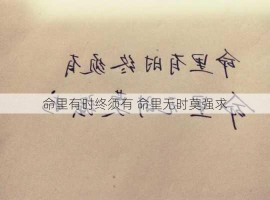 命里有时终须有 命里无时莫强求