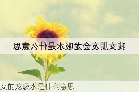 女的龙吸水是什么意思-第2张图片-滋味星座网