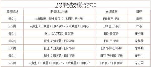 2016放假安排-第2张图片-滋味星座网