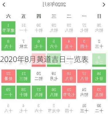 2020年8月黄道吉日一览表-第2张图片-滋味星座网