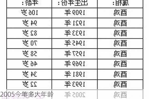 2005今年多大年龄