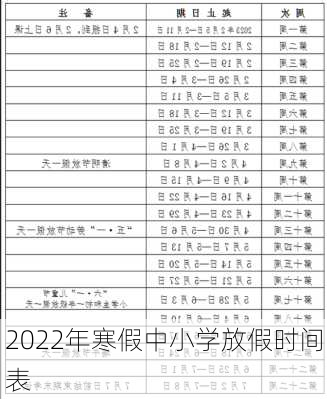 2022年寒假中小学放假时间表-第3张图片-滋味星座网