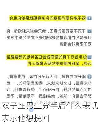 双子座男生分手后什么表现表示他想挽回