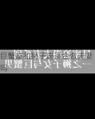 巨蟹座和狮子座适合做夫妻吗-第2张图片-滋味星座网