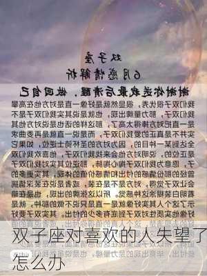 双子座对喜欢的人失望了怎么办-第3张图片-滋味星座网