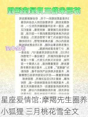 星座爱情馆:摩羯先生圈养小狐狸 三月桃花雪全文-第2张图片-滋味星座网