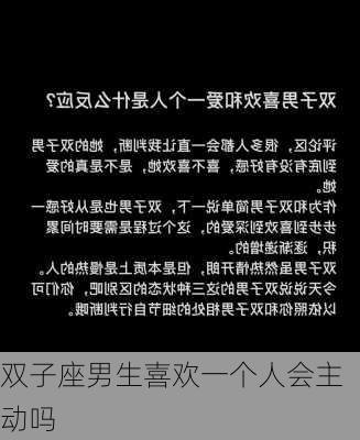 双子座男生喜欢一个人会主动吗-第2张图片-滋味星座网