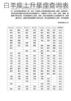 白羊座上升星座查询表-第3张图片-滋味星座网