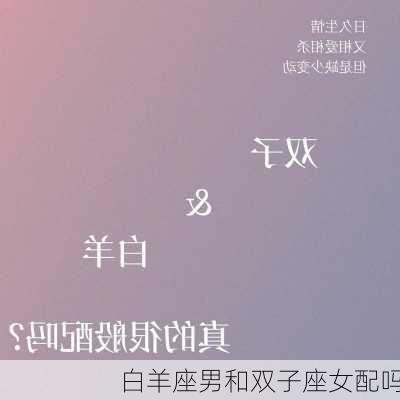 白羊座男和双子座女配吗-第1张图片-滋味星座网