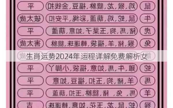 生肖运势2024年运程详解免费解析女-第1张图片-滋味星座网