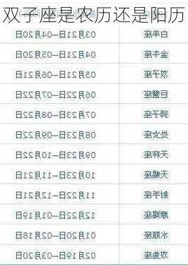 双子座是农历还是阳历-第3张图片-滋味星座网