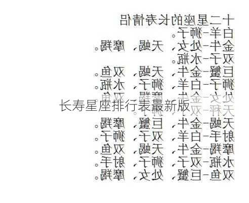 长寿星座排行表最新版