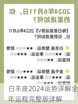 白羊座2024运势详解全年运程完整版详解