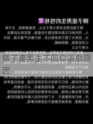 狮子座男生不回你消息原因-第2张图片-滋味星座网