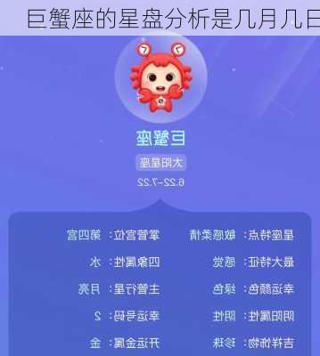 巨蟹座的星盘分析是几月几日